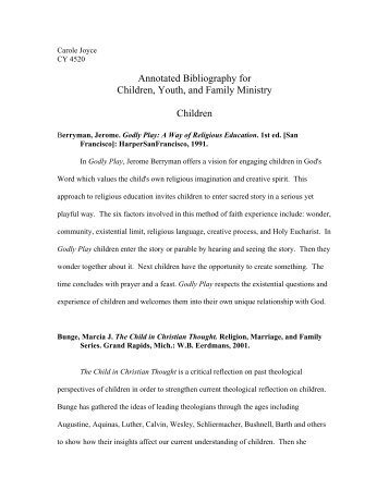 Annotated Bibliography for Children's Ministry