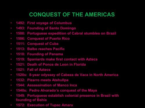 Conquest Of The Americas - Mister Dans Home Page