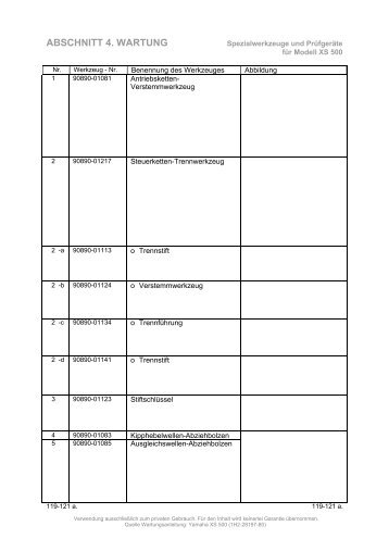 abschnitt 4. wartung - XS 500