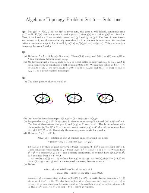 Algebraic Topology Problem Set 5 â Solutions - Strickland, Neil