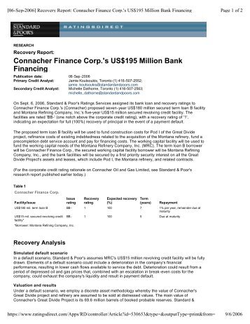 S&P assigns Connacher credit ratings - Connacher Oil and Gas