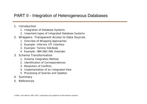 PART II - Integration of Heterogeneous Databases - LSIR - EPFL