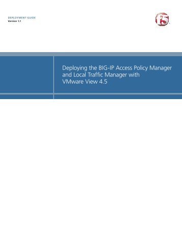 VMware View 4.5 - F5 Networks