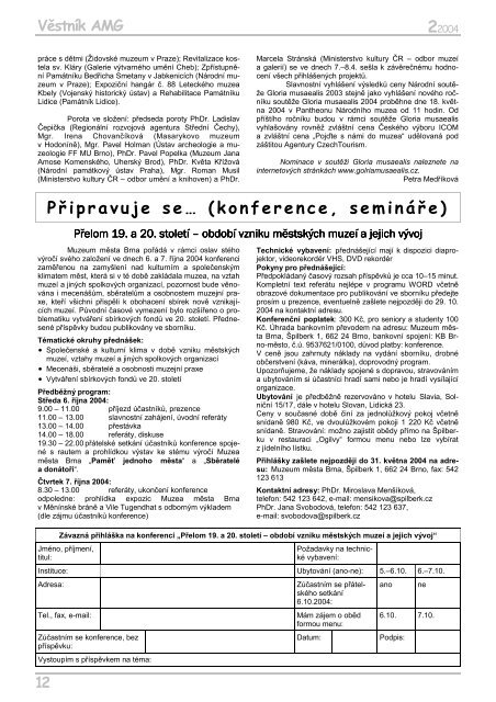 Věstník AMG 2/2004 - Asociace muzeí a galerií České republiky