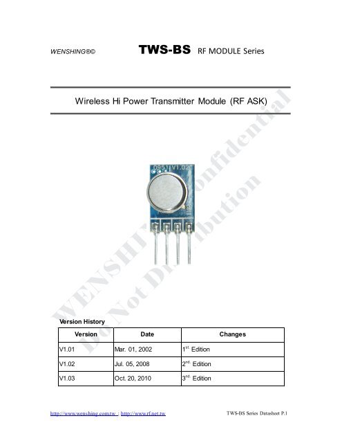TWS-BS RF MODULE Series Wireless Hi Power Transmitter Module ...