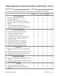 Student Appraisal of Classroom Teaching - Limited Version - Form H