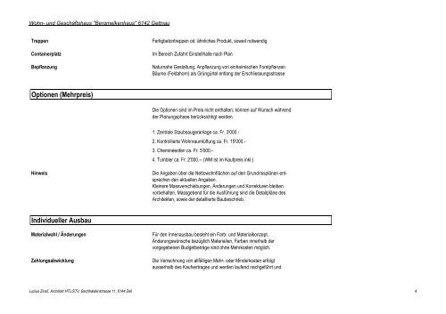 Baubeschrieb quer - Zinsli Architekten AG