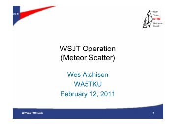 WSJT Operation (Meteor Scatter) - NTMS