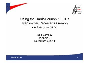 Using the Harris/Farinon 10 GHz Transmitter/Receiver ... - NTMS