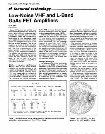 Low-Noise VHF and L-Band GaAs FET Amplifiers - NTMS