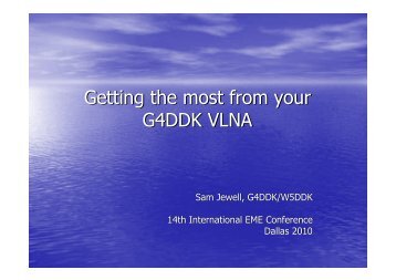 Getting the most from your G4DDK VLNA - NTMS
