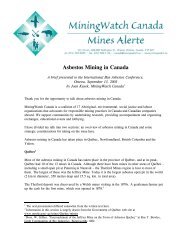 Asbestos Mining in Canada: A brief presented to the International ...