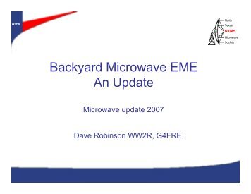 Backyard Microwave EME An Update - NTMS