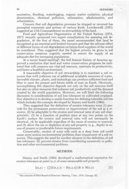 Soil Loss Tolerance - USDA-ARS Wind Erosion Research Unit