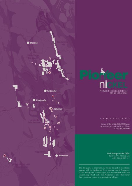 Pioneer Nickel Limited Prospectus - Pioneer Resources Limited