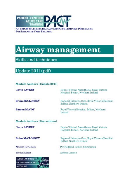 Airway Management Pact Esicm