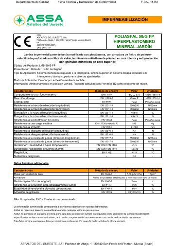 poliasfal 50/g fp hiperplastomero mineral jardÃ­n ... - Assa