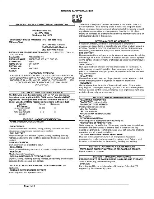 Amercoat 888 - Anti-slip additive - MSDS - AltaPaints and Coatings