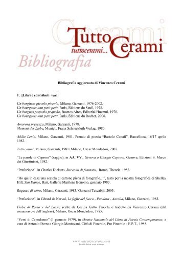 Bibliografia aggiornata di Vincenzo Cerami 1. [Libri e contributi vari ...