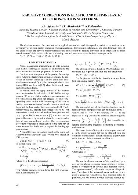 RADIATIVE CORRECTIONS IN ELASTIC AND DEEP-INELASTIC ...