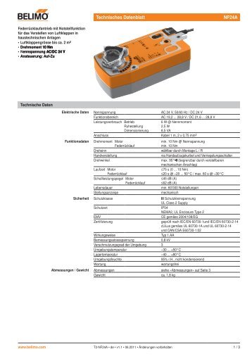 Technisches Datenblatt NF24A - Belimo