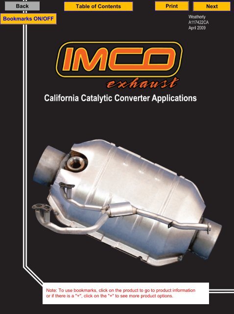 California Catalytic Converter Applications - IMCO - International ...
