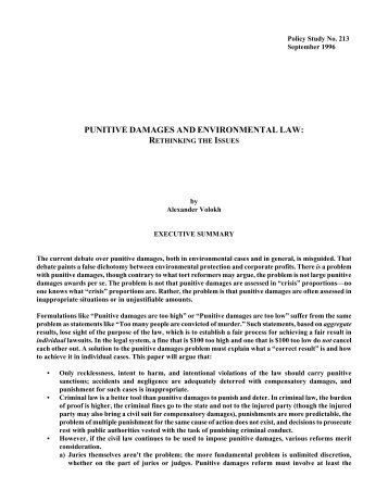 punitive damages and environmental law - Reason Foundation