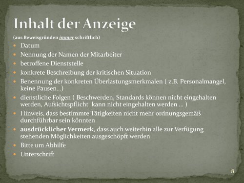 AG 2 Präsentation Überlastungsanzeigen