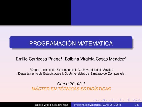 PROGRAMACIÓN MATEMÁTICA - Departamento de Estadística e ...