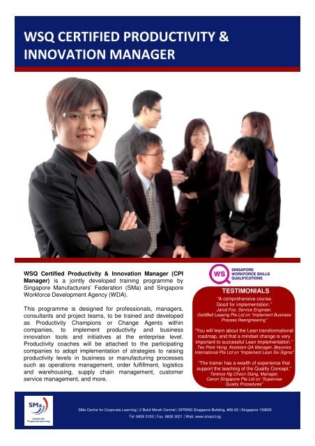 wsq certified productivity & innovation manager - Singapore ...