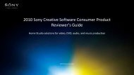 2010 Sony Creative Software Consumer Product Reviewer's Guide