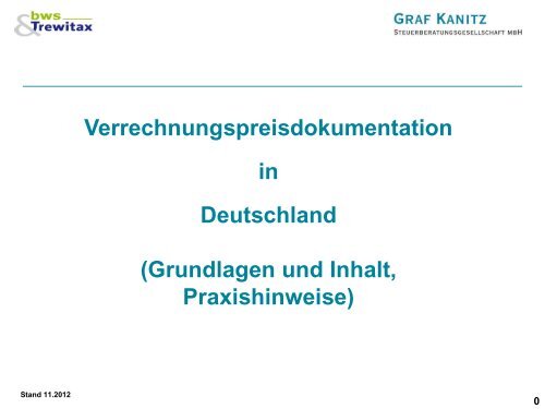 Verrechnungspreisdokumentation in Deutschland ... - bws Trewitax