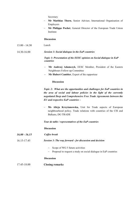 Agenda - Eastern Partnership Civil Society Forum