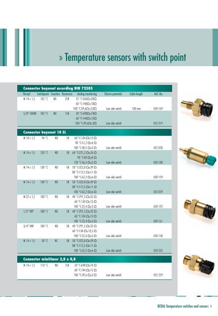 BEDIA Temperature switches and sensors - MECS