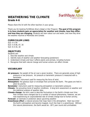 WEATHERING THE CLIMATE - FortWhyte Alive
