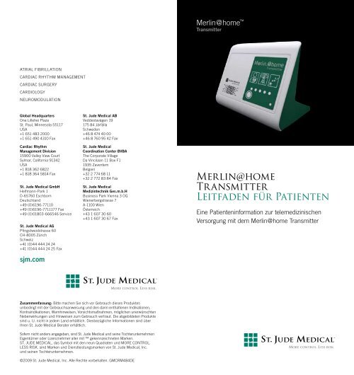 Merlin@home Transmitter Leitfaden fÃ¼r Patienten - St. Jude Medical