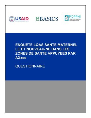 Enquête LQAS Santé Maternelle et Nouveau-né dans la ZS ... - basics