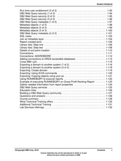 IBM Class Author book content - IBM Learner Portal