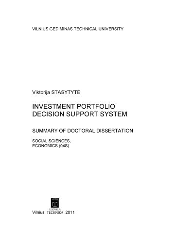 investment portfolio decision support system - Vilniaus Gedimino ...