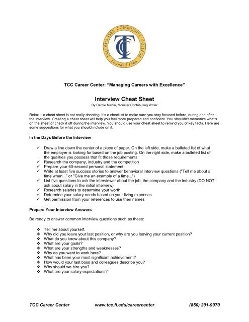 Interview Cheat Sheet Template Interview Cheat Sheet Template