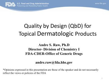 (QbD) for Topical Dermatologic Products - PQRI