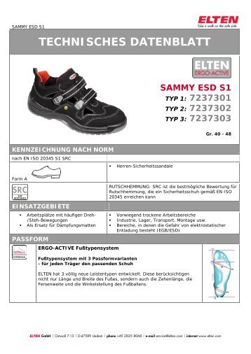 technisches datenblatt sammy esd s1 - ELTEN GmbH