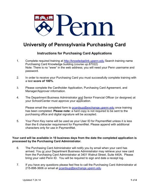 University of Pennsylvania - Penn Purchasing Services