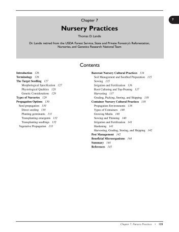 Chapter 7-Nursery Practices - National Seed Laboratory - USDA ...