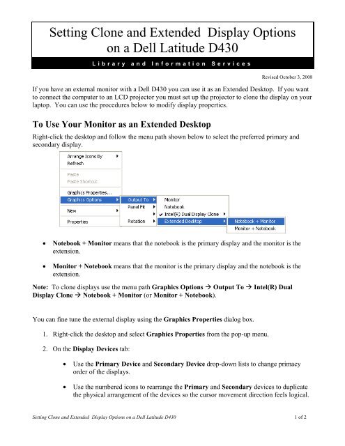 Setting Clone And Extended Display Options On A Dell Mediawiki