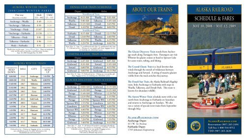 Alaska Railroad Schedule Amp Fares About Our Trains 