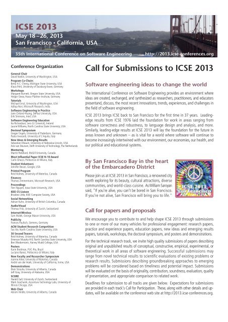 Printable A4-Size ICSE 2013 CFP Flyer - ICSE 2013 - International ...