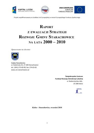 raport z ewaluacji strategii rozwoju gminy starachowice na lata 2000