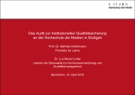 Das Audit zur Institutionellen Qualitätssicherung an der Hochschule ...