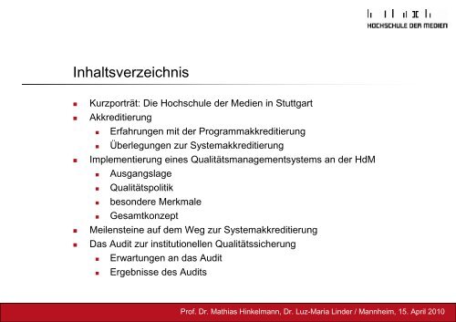 Das Audit zur Institutionellen Qualitätssicherung an der Hochschule ...